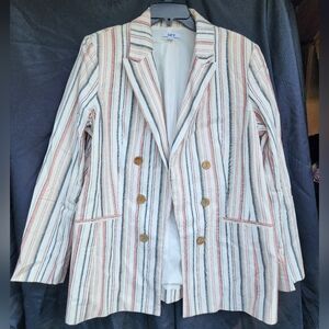 COPY - NWOT Bar III Womens Striped Faux Double Breasted Jacket Coral Rose Combo